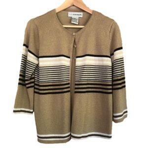 Sag Harbor striped layered cardigan & mock shell size small